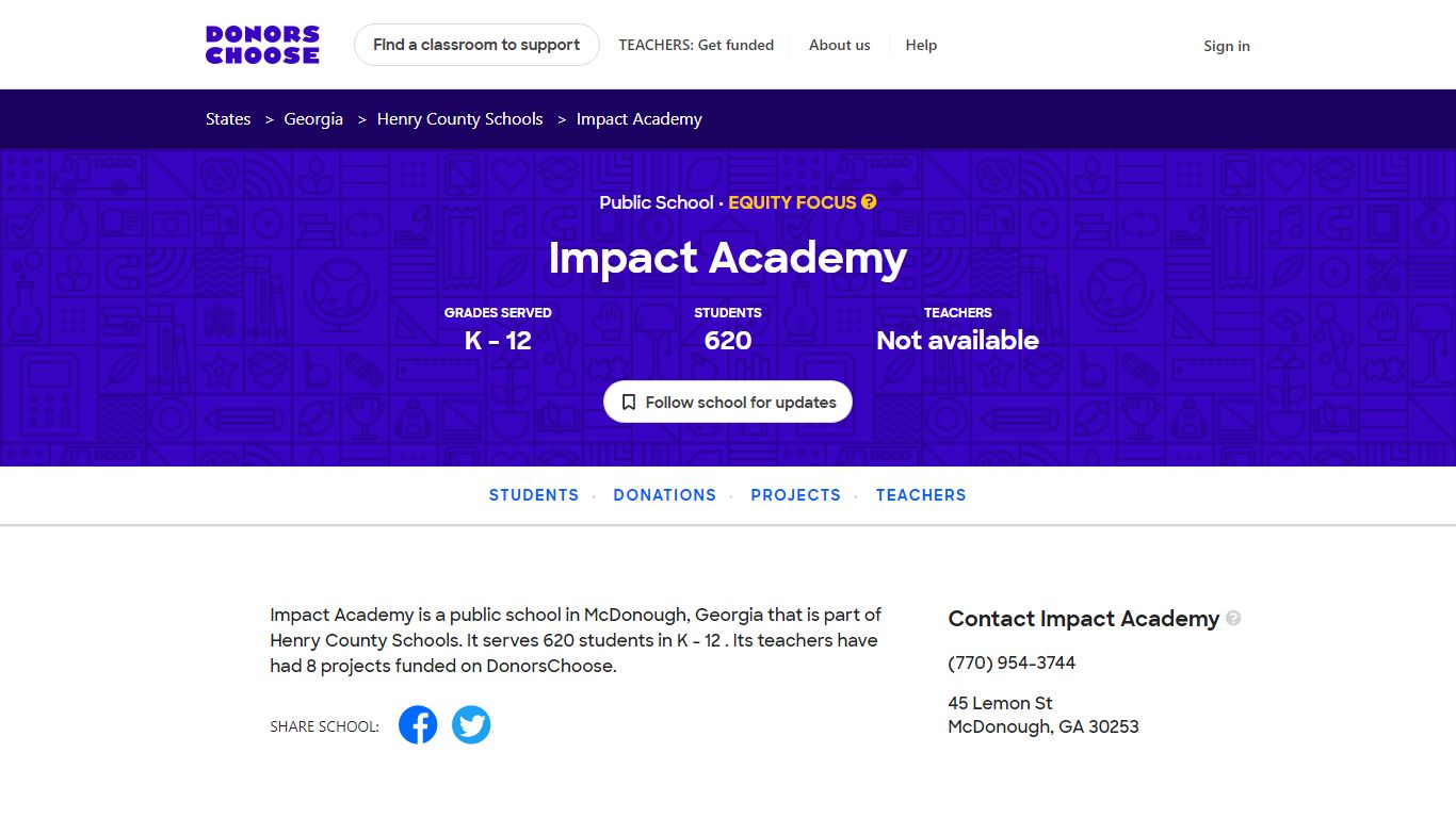 Impact Academy - McDonough | DonorsChoose