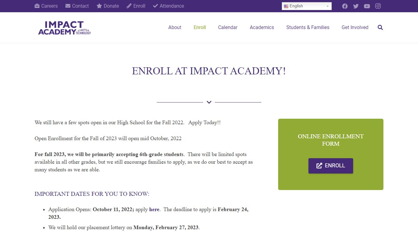 IMPACT ENROLLMENT – Impact Academy